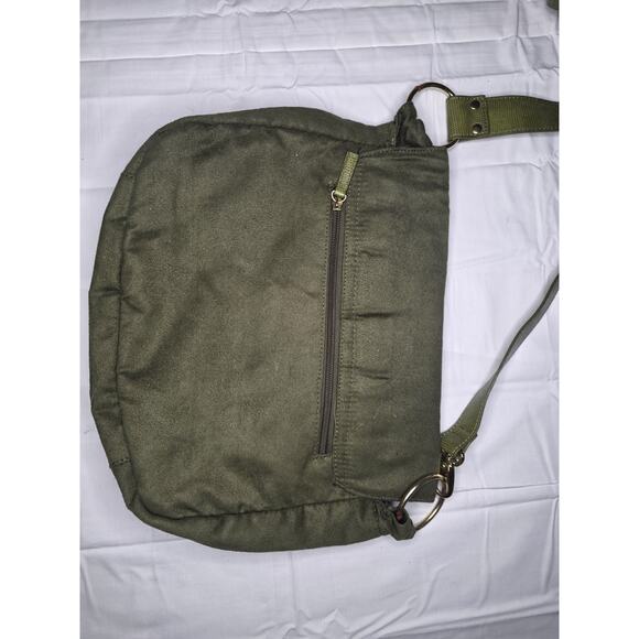 Marlo Olive Suede Studded Shoulder Bag Crossbody — Web Strap Boho - Picture 2 of 6